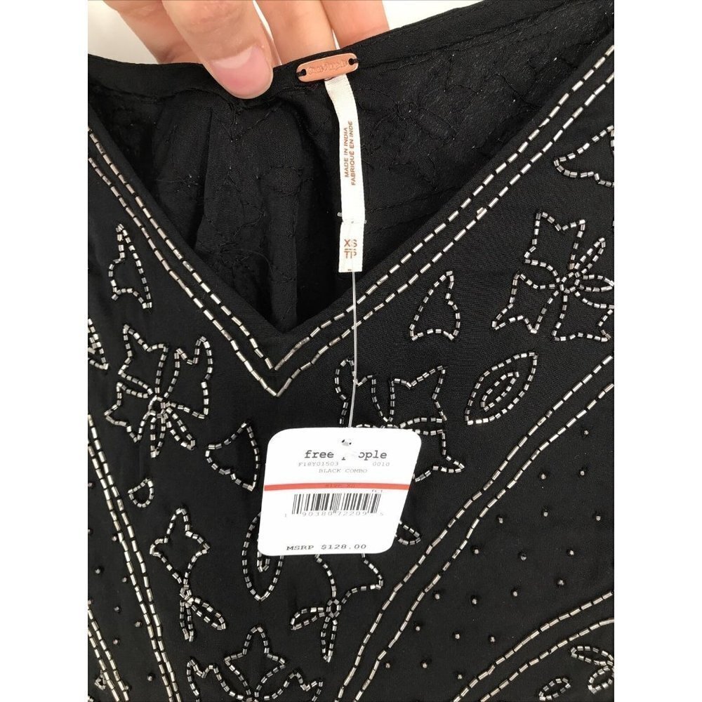 Free People Black Beaded Make A Move Mini Slip Dress XS NWT $128 - Picture 5 of 7